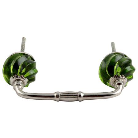 Olive Green Interior Cut Glass Bridge Handle